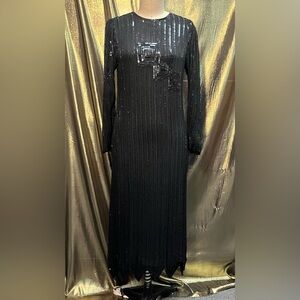 Elegant Black Sequin Long Sleeve Dress